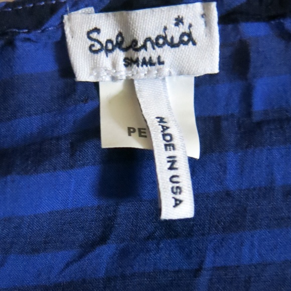 SPLENDID Elastic Waist Stripe 3/4 Sleeve Hi Lo Top Blouse - Size Petite Small - Picture 6 of 7